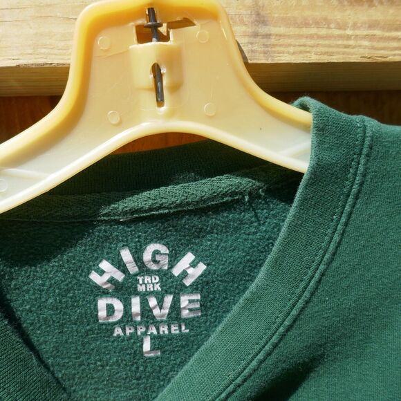 High Dive Sweatshirt Pullover Better Days Bottle Green Jumper Large Cotton Blend - Picture 5 of 10